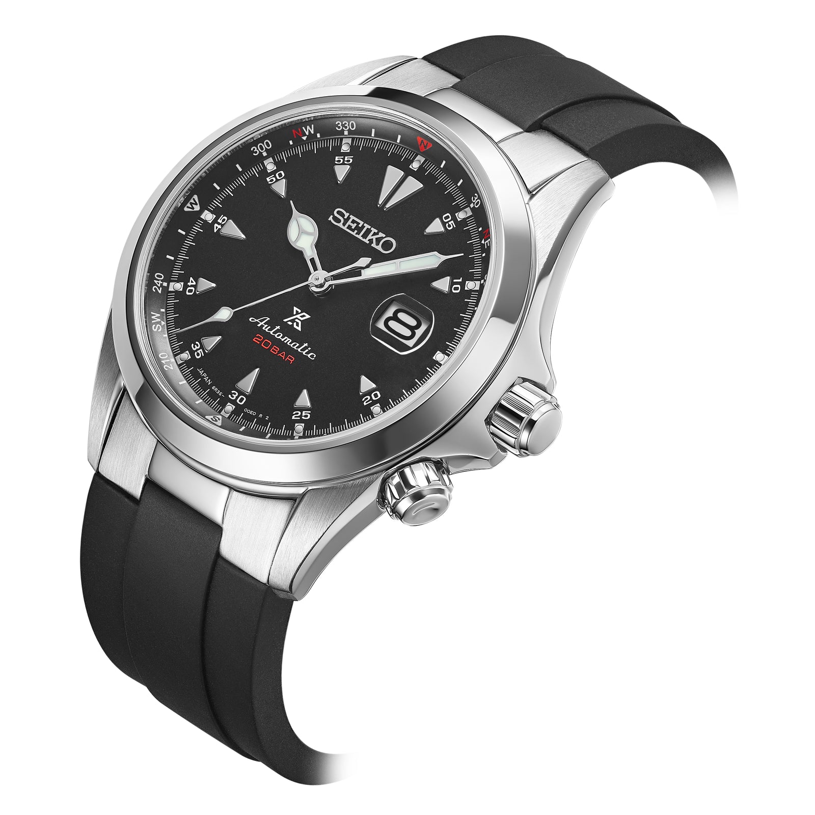 FKM RUBBER STRAP WITH END LINKS FOR SEIKO ALPINIST (MX03-117