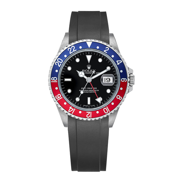 Curved End Rubber Strap for ROLEX GMT MASTER I & II Ref. 16700, 16710 & 16760 (RX01)