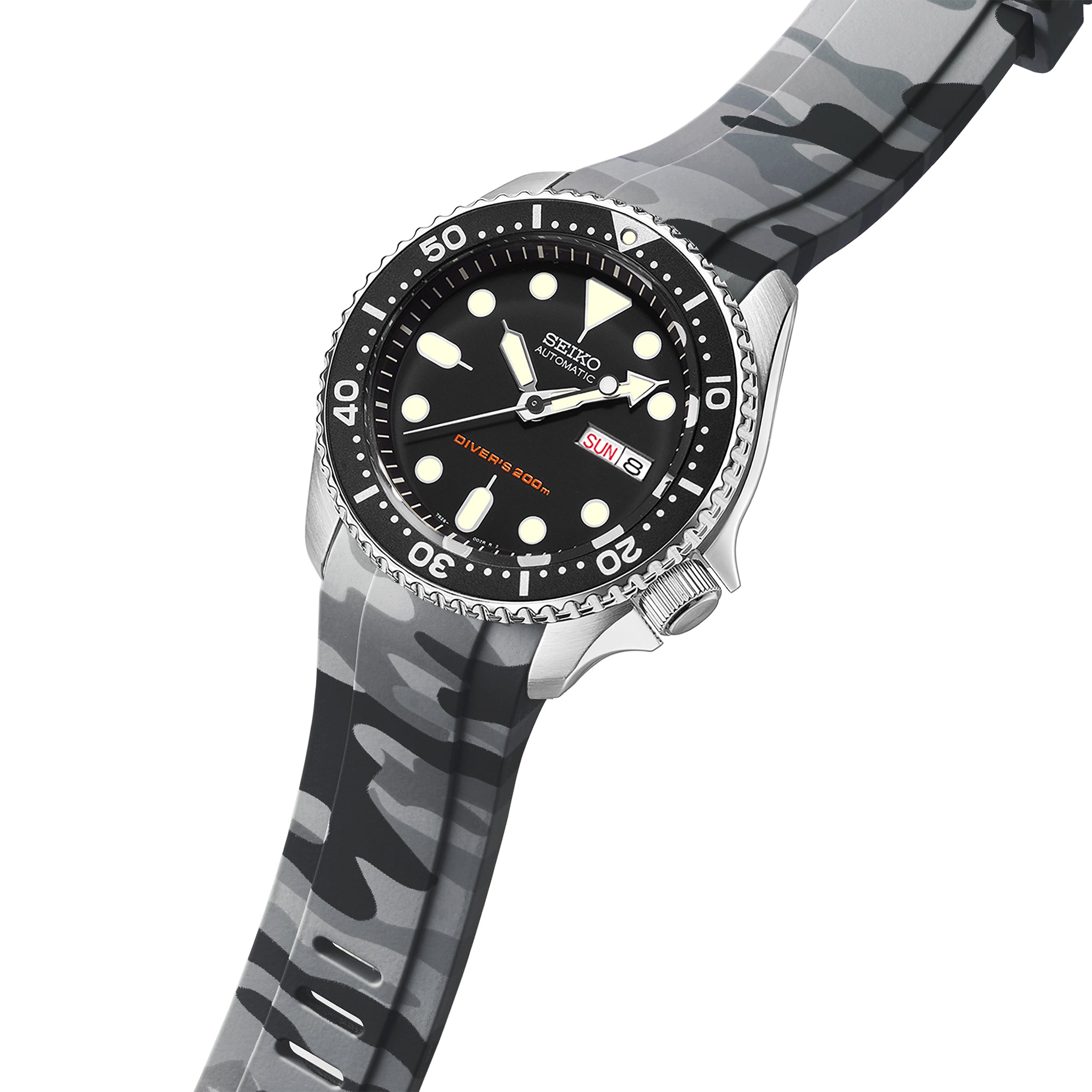 Camo Seiko Skx Nato Strap CURVED END FKM RUBBER STRAP