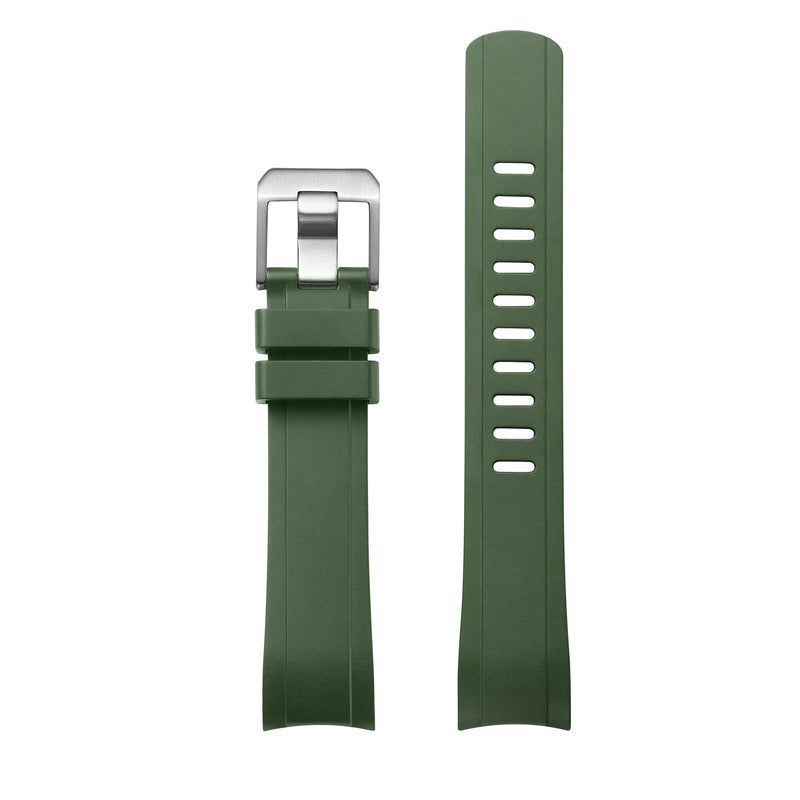 Braloba Ag / SA Curved End Rubber Strap for The Submariner 41 Green Rubber / 4 Links by 5 Links