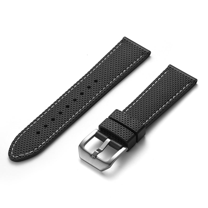 Crafter Blue 22mm Straight End Performance FKM Rubber Strap (UX05) Red with Black Thread / Stainless Steel